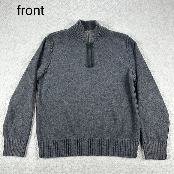 Eddie Bauer V-Neck Sweater | Quarter-zip | Large|  Charcoal Gray | Pullover - Picture 8 of 15
